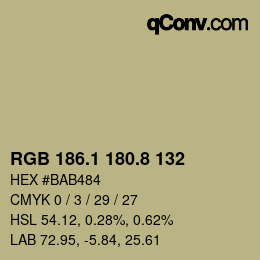 Color code: RGB 186.1 180.8 132 | qconv.com
