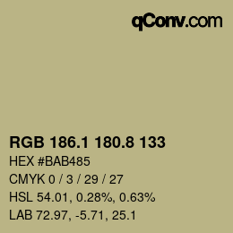 Farbcode: RGB 186.1 180.8 133 | qconv.com