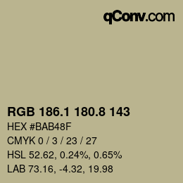 カラーコード: RGB 186.1 180.8 143 | qconv.com
