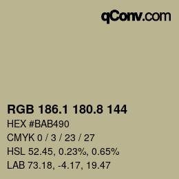 Color code: RGB 186.1 180.8 144 | qconv.com