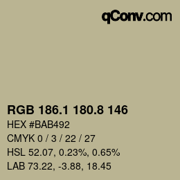 Color code: RGB 186.1 180.8 146 | qconv.com