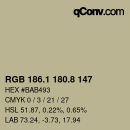 Color code: RGB 186.1 180.8 147 | qconv.com