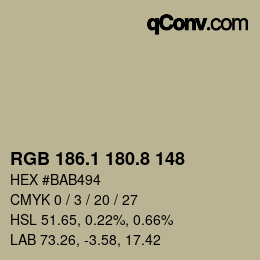 Color code: RGB 186.1 180.8 148 | qconv.com