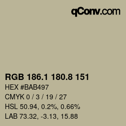 Código de color: RGB 186.1 180.8 151 | qconv.com