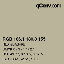 カラーコード: RGB 186.1 180.8 155 | qconv.com