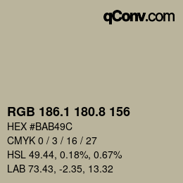 カラーコード: RGB 186.1 180.8 156 | qconv.com