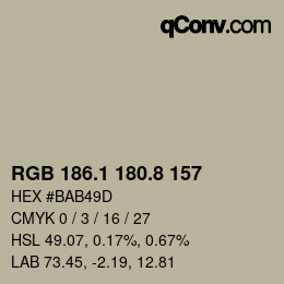 カラーコード: RGB 186.1 180.8 157 | qconv.com