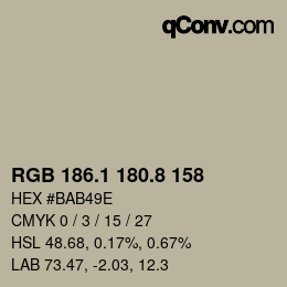 Color code: RGB 186.1 180.8 158 | qconv.com