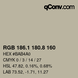 カラーコード: RGB 186.1 180.8 160 | qconv.com