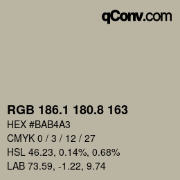 Color code: RGB 186.1 180.8 163 | qconv.com