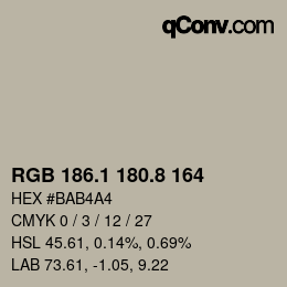 Color code: RGB 186.1 180.8 164 | qconv.com