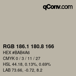 Código de color: RGB 186.1 180.8 166 | qconv.com