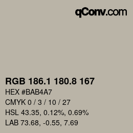 Color code: RGB 186.1 180.8 167 | qconv.com