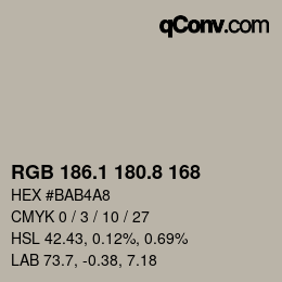 Farbcode: RGB 186.1 180.8 168 | qconv.com