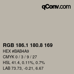 カラーコード: RGB 186.1 180.8 169 | qconv.com