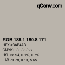 Color code: RGB 186.1 180.8 171 | qconv.com