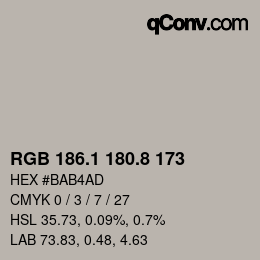 Color code: RGB 186.1 180.8 173 | qconv.com