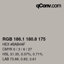 Color code: RGB 186.1 180.8 175 | qconv.com