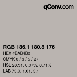 Color code: RGB 186.1 180.8 176 | qconv.com