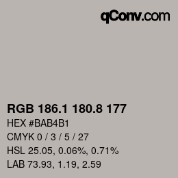 Color code: RGB 186.1 180.8 177 | qconv.com