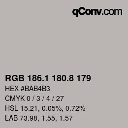 Color code: RGB 186.1 180.8 179 | qconv.com