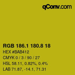 カラーコード: RGB 186.1 180.8 18 | qconv.com