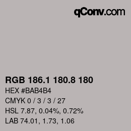 Color code: RGB 186.1 180.8 180 | qconv.com