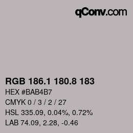 Color code: RGB 186.1 180.8 183 | qconv.com