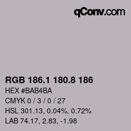 Color code: RGB 186.1 180.8 186 | qconv.com