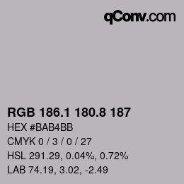 Color code: RGB 186.1 180.8 187 | qconv.com