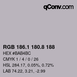 Color code: RGB 186.1 180.8 188 | qconv.com