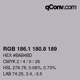 Color code: RGB 186.1 180.8 189 | qconv.com