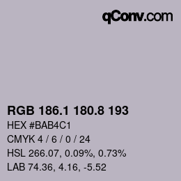 Color code: RGB 186.1 180.8 193 | qconv.com
