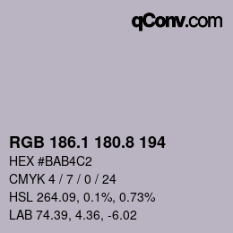 カラーコード: RGB 186.1 180.8 194 | qconv.com