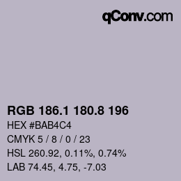 Color code: RGB 186.1 180.8 196 | qconv.com