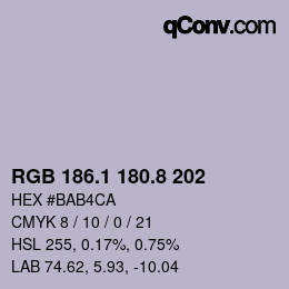 Color code: RGB 186.1 180.8 202 | qconv.com