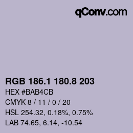 Color code: RGB 186.1 180.8 203 | qconv.com