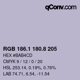 Color code: RGB 186.1 180.8 205 | qconv.com