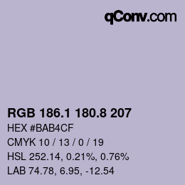 Color code: RGB 186.1 180.8 207 | qconv.com