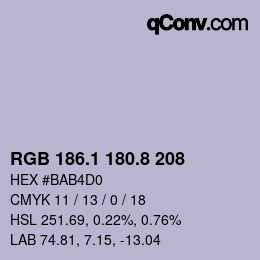 Color code: RGB 186.1 180.8 208 | qconv.com