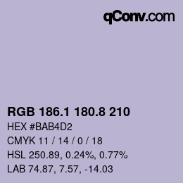 Código de color: RGB 186.1 180.8 210 | qconv.com