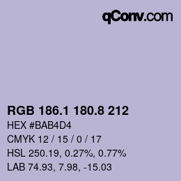 Color code: RGB 186.1 180.8 212 | qconv.com