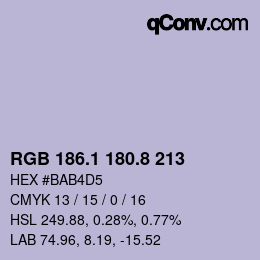 カラーコード: RGB 186.1 180.8 213 | qconv.com
