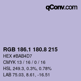 Farbcode: RGB 186.1 180.8 215 | qconv.com