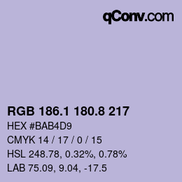 Color code: RGB 186.1 180.8 217 | qconv.com
