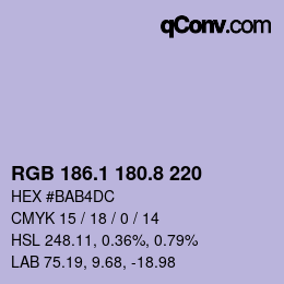 Color code: RGB 186.1 180.8 220 | qconv.com