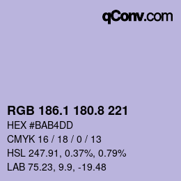 Color code: RGB 186.1 180.8 221 | qconv.com