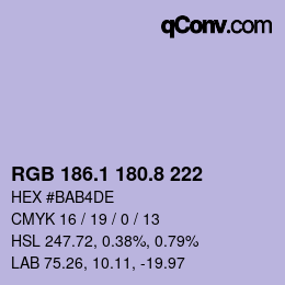 カラーコード: RGB 186.1 180.8 222 | qconv.com