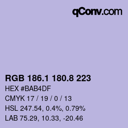 カラーコード: RGB 186.1 180.8 223 | qconv.com