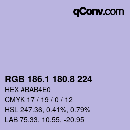 Color code: RGB 186.1 180.8 224 | qconv.com